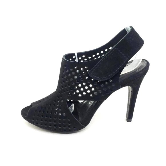Pedro Garcia Samara Slingback Peep Toe High Heel Black Suede Sandal US 8 - Picture 1 of 10